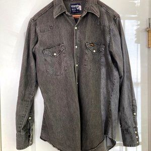 Raw Hem Long Tails Pearl Snap Buttons Denim Shirt